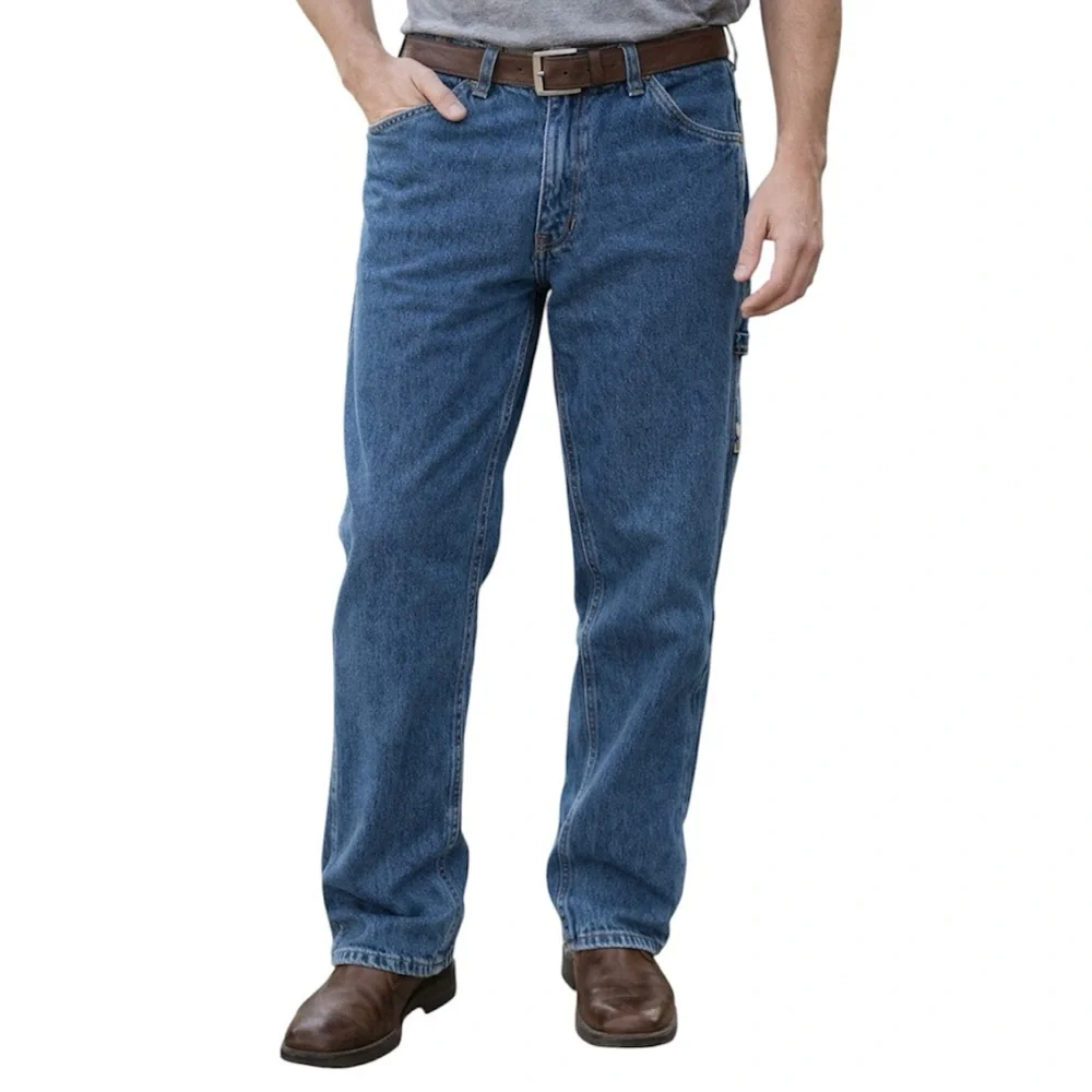 Blue Mountain Mens Carpenter Utility Jeans 36x34 Relaxed Fit Workwear Denim